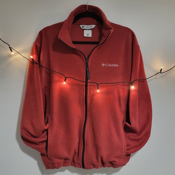 Columbia Men's Medium Red Full Zip Fleece Jacket - Picture 5 of 10